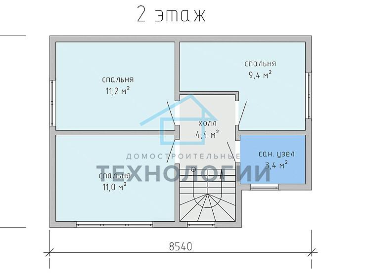 Современный дом из бруса в 1,5 этажа 6х9 с котельной Фатта